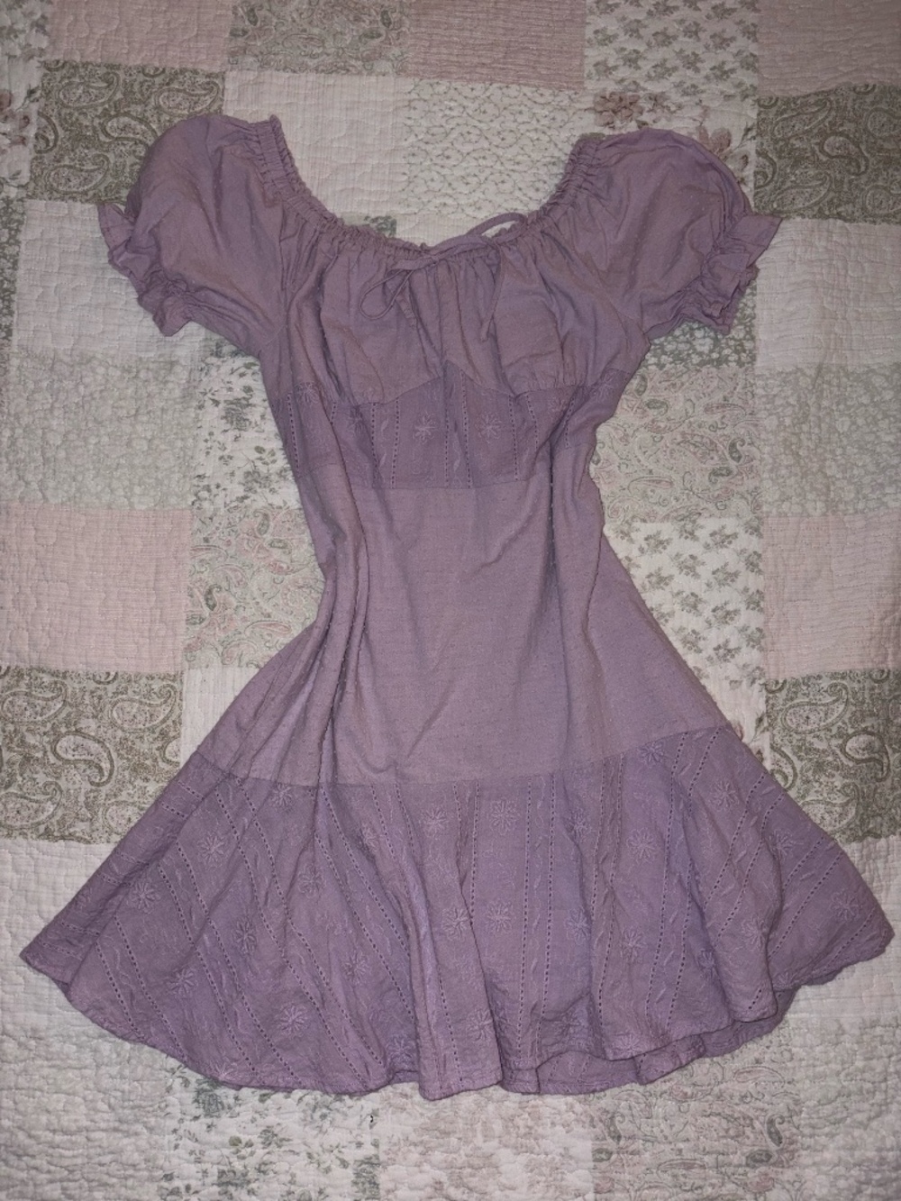 Lavender Eyelet Floral Spring Dress